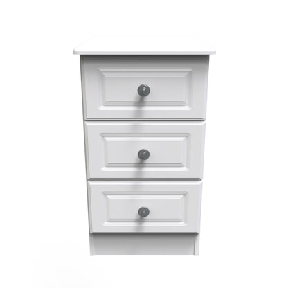 Pembroke Bedside Table White 3 Drawers 40cm