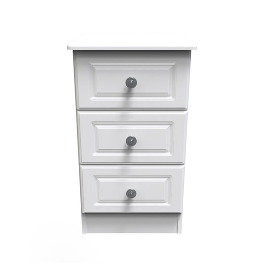 Pembroke Bedside Table White 3 Drawers 40cm