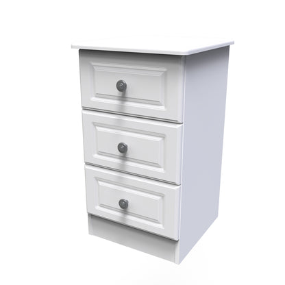 Pembroke Bedside Table White 3 Drawers 40cm
