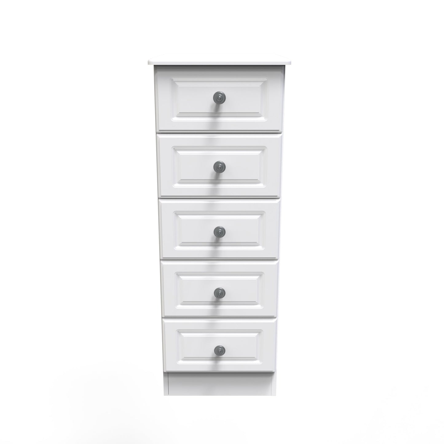 Pembroke Tall Tallboy White 5 Drawers 40cm