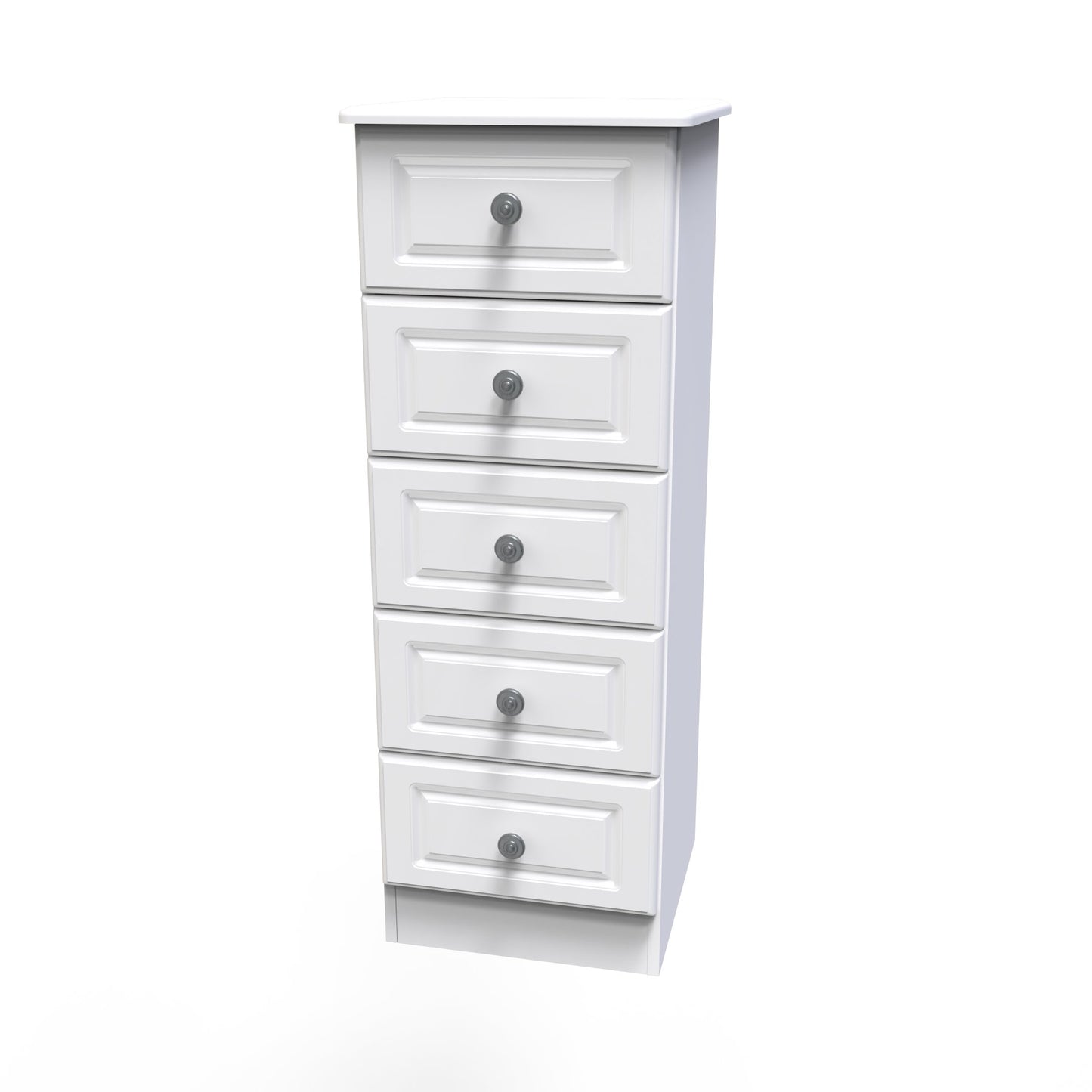 Pembroke Tall Tallboy White 5 Drawers 40cm