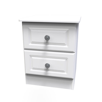 Pembroke Bedside Table White 2 Drawers 40cm