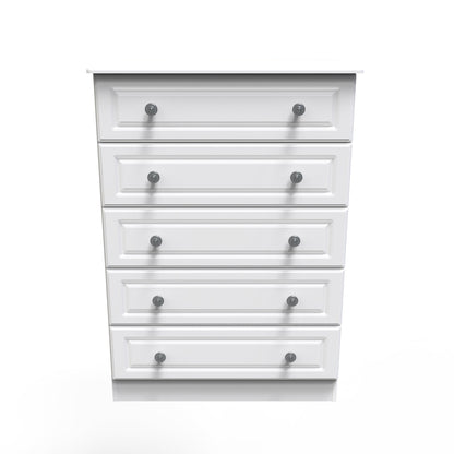 Pembroke Tall Chest of Drawers White 5 Drawers 77cm