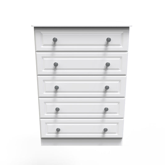 Pembroke Tall Chest of Drawers White 5 Drawers 77cm