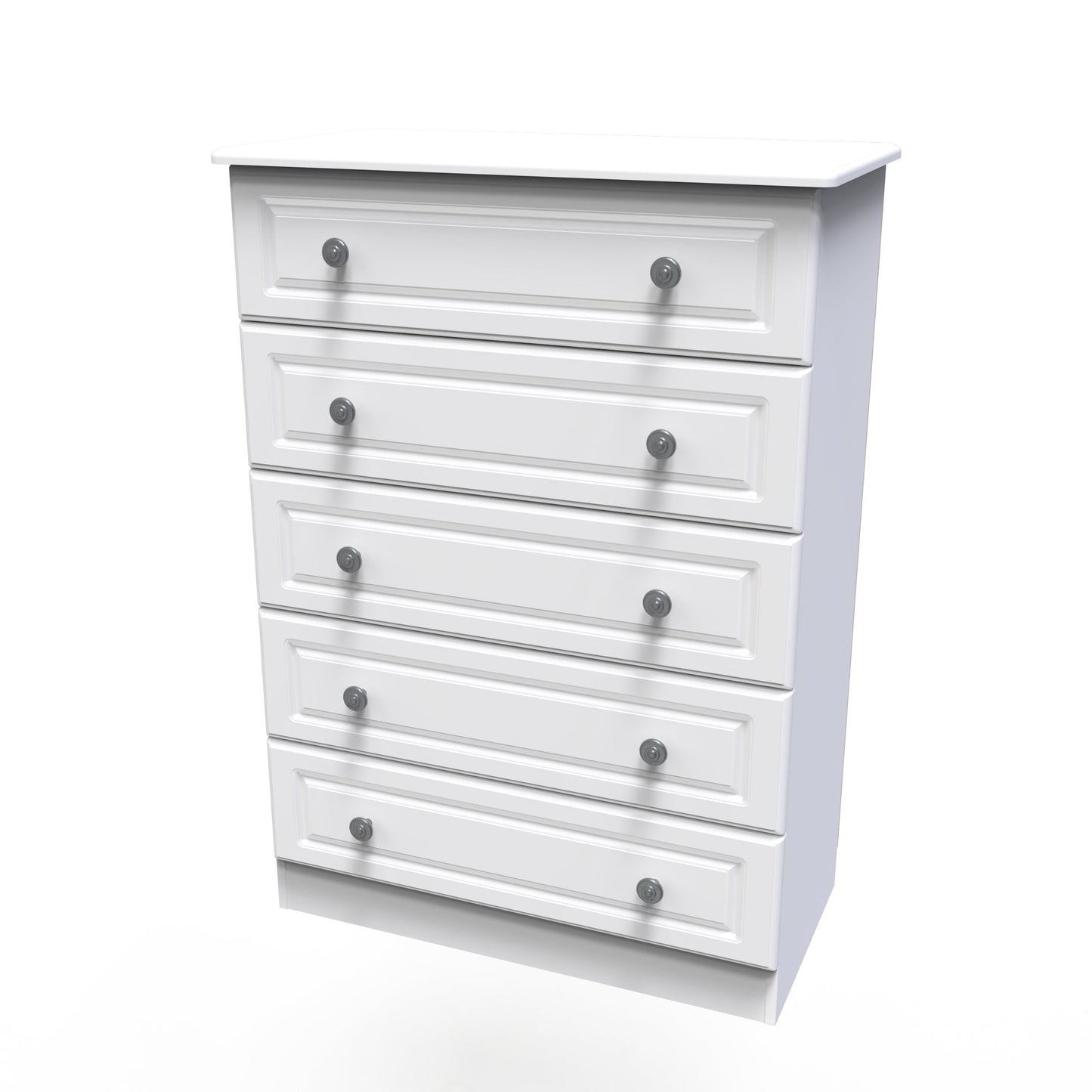 Pembroke Tall Chest of Drawers White 5 Drawers 77cm