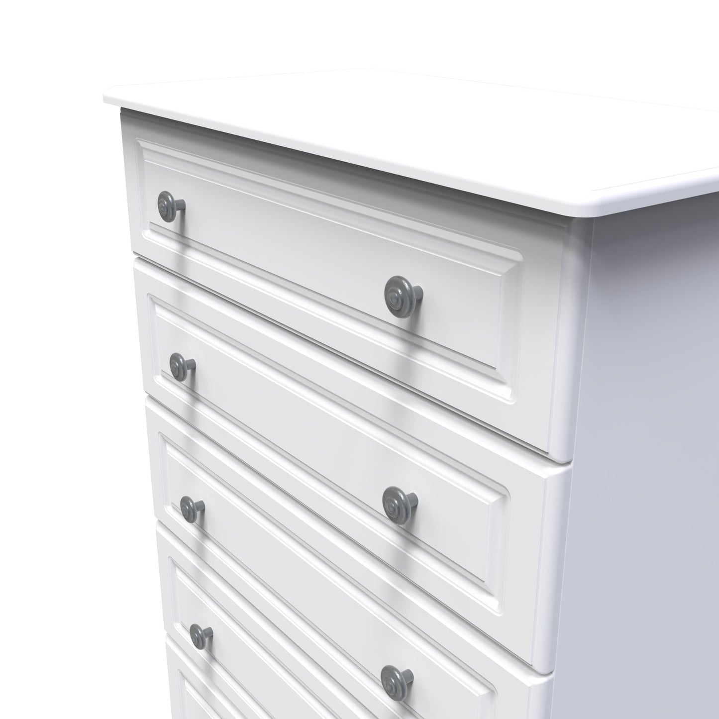Pembroke Tall Chest of Drawers White 5 Drawers 77cm