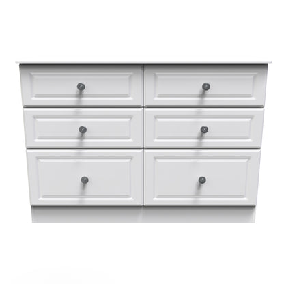 Pembroke Large Chest of Drawers White 6 Drawers 112cm