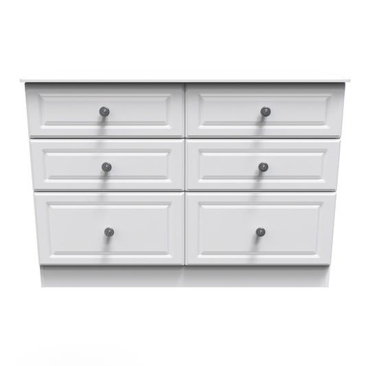 Pembroke Large Chest of Drawers White 6 Drawers 112cm