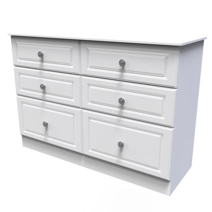 Pembroke Large Chest of Drawers White 6 Drawers 112cm
