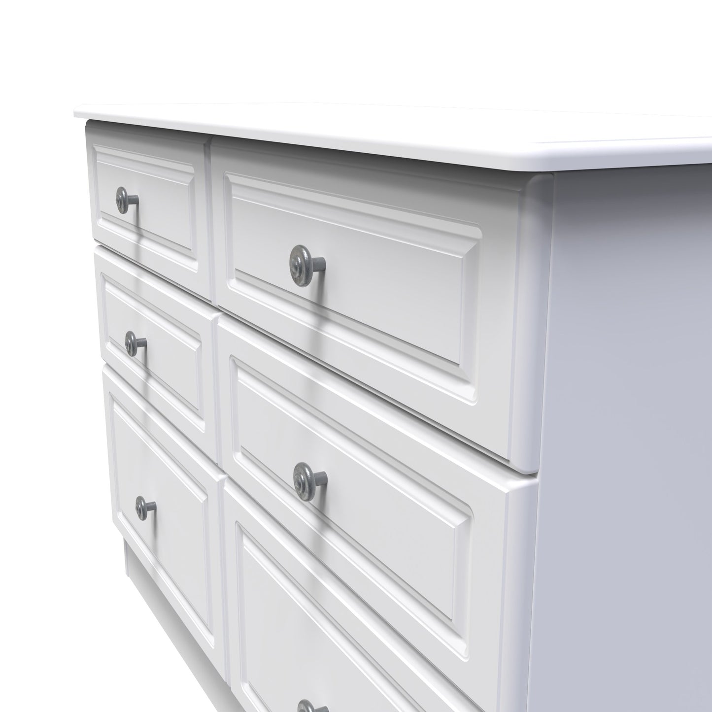 Pembroke Large Chest of Drawers White 6 Drawers 112cm