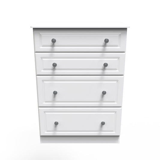 Pembroke Tall Chest of Drawers White 4 Drawers 77cm
