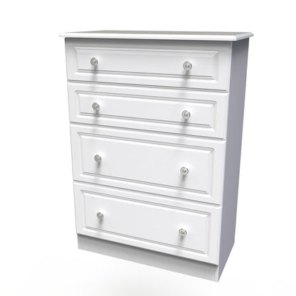Pembroke Tall Chest of Drawers White 4 Drawers 77cm