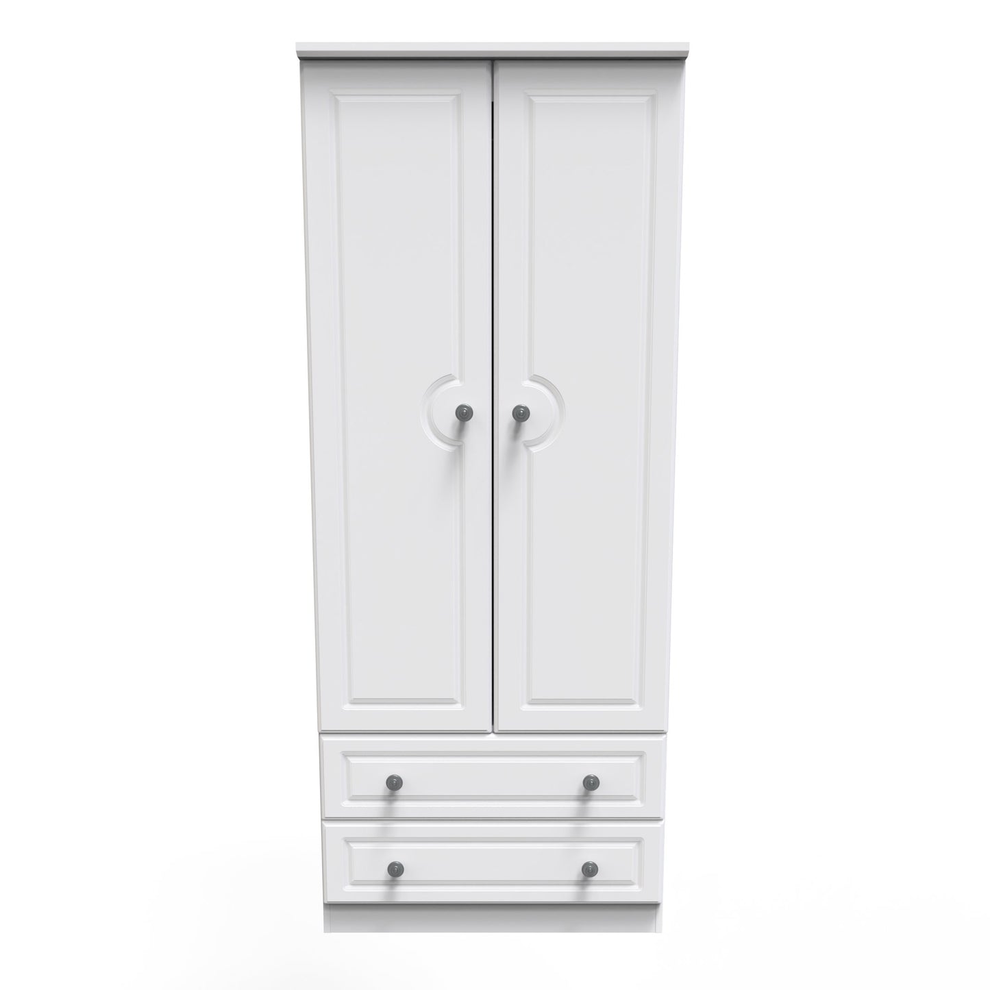Pembroke Tall Wardrobe White 2 Doors 2 Drawers 74cm