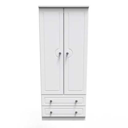 Pembroke Tall Wardrobe White 2 Doors 2 Drawers 74cm