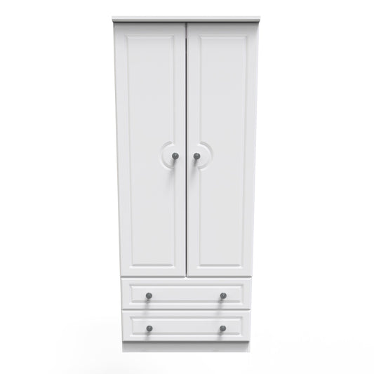 Pembroke Tall Wardrobe White 2 Doors 2 Drawers 74cm