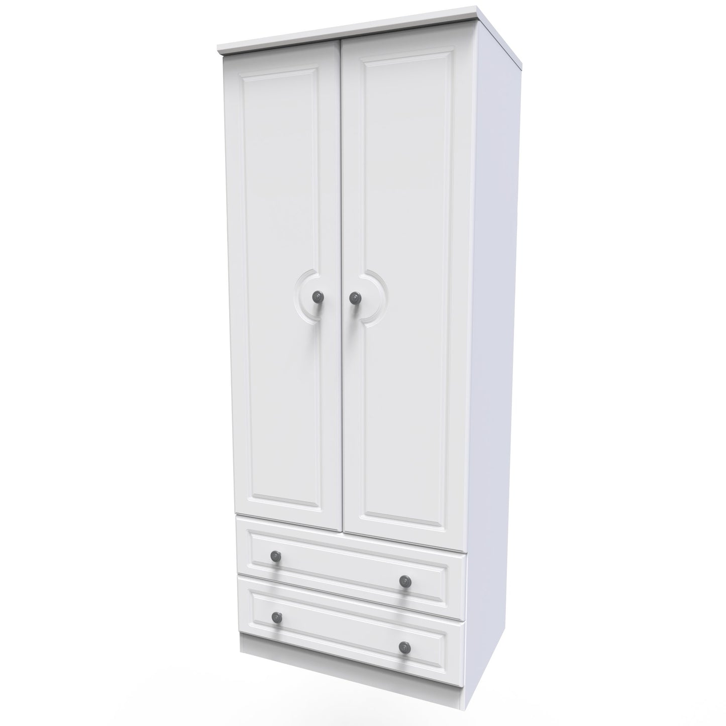 Pembroke Tall Wardrobe White 2 Doors 2 Drawers 74cm