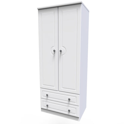 Pembroke Tall Wardrobe White 2 Doors 2 Drawers 74cm
