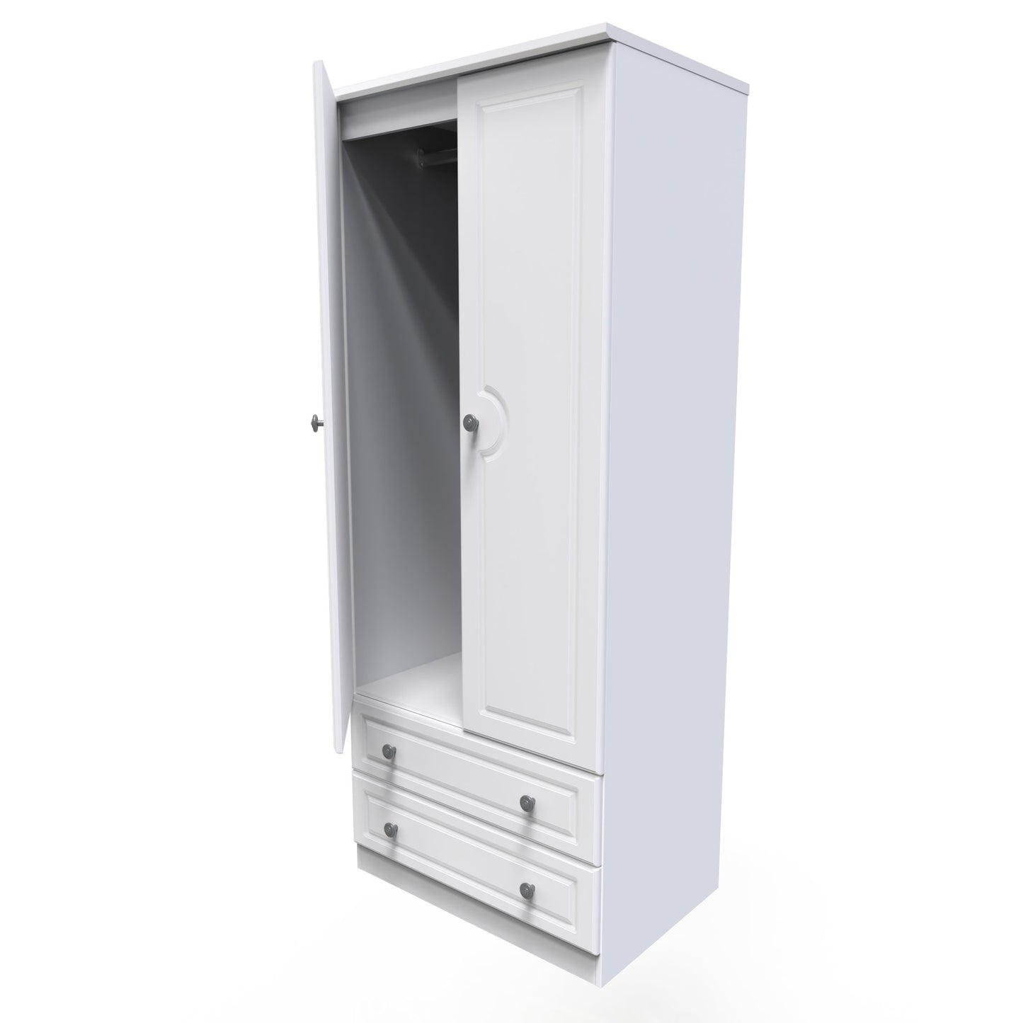 Pembroke Tall Wardrobe White 2 Doors 2 Drawers 74cm