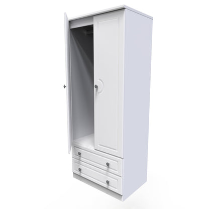 Pembroke Tall Wardrobe White 2 Doors 2 Drawers 74cm