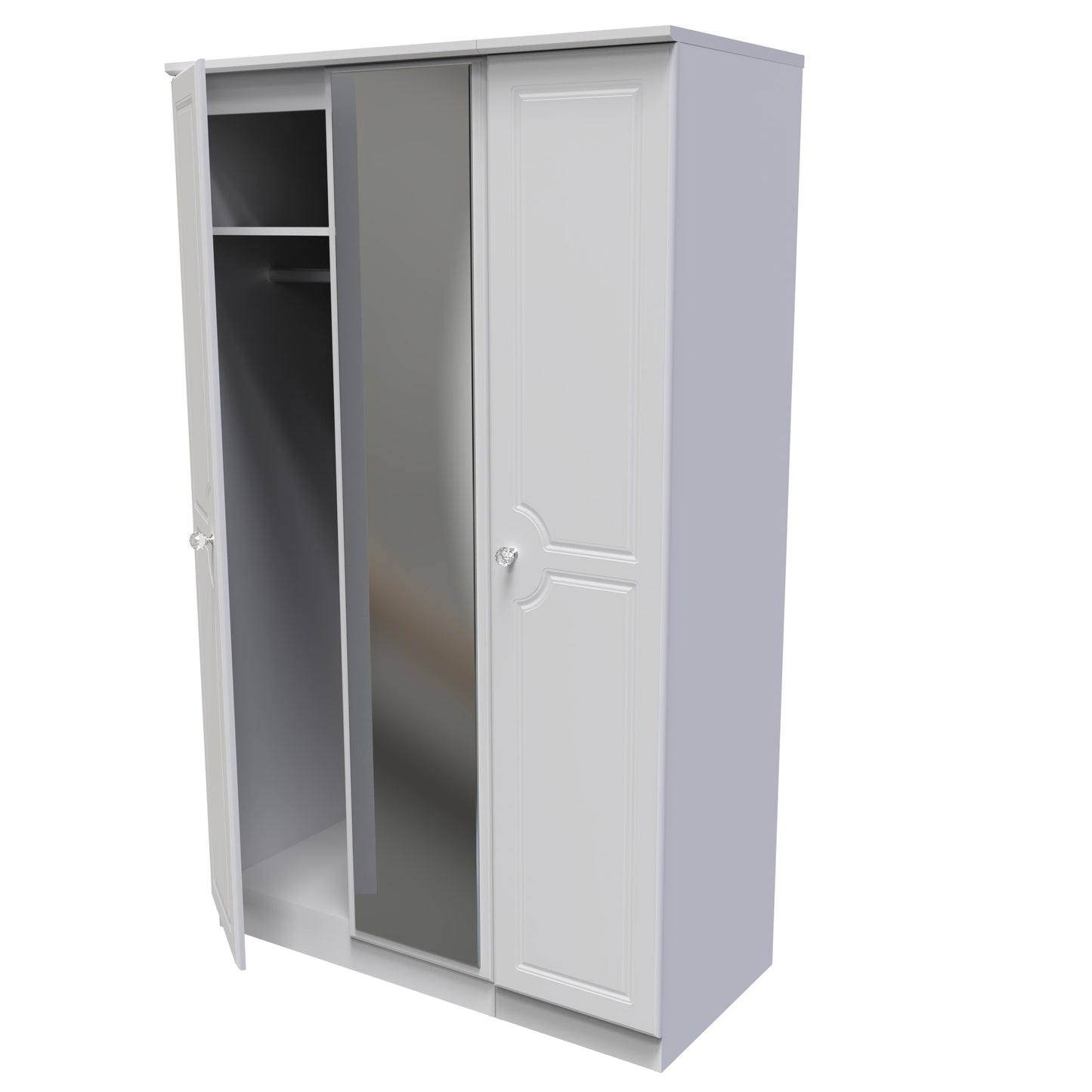 Pembroke Tall Mirror Wardrobe White 1 Shelf 111cm