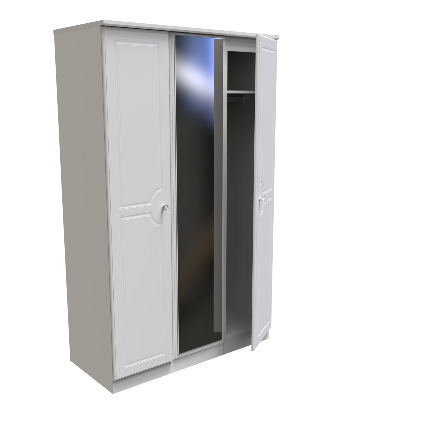 Pembroke Tall Mirror Wardrobe White 1 Shelf 111cm