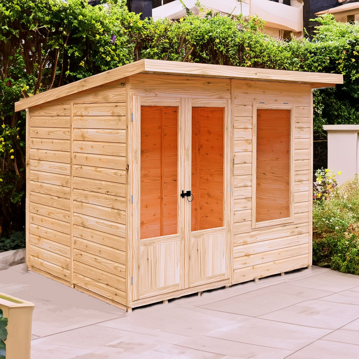 Shire Peony 7' 4" x 8' 4" Pent Summerhouse - Premium Dip Treated Shiplap