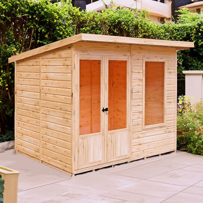 Shire Peony 7' 4" x 8' 4" Pent Summerhouse - Premium Dip Treated Shiplap