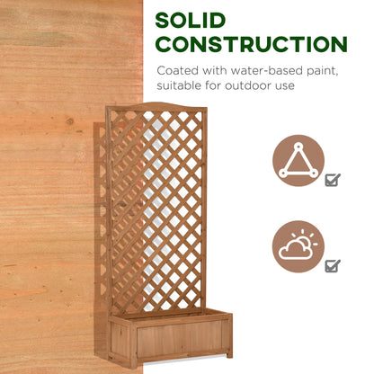 53L Garden Wooden Planter Box with Trellis Free Standing Flower Raised Bed with Lattice for Climbing Plants