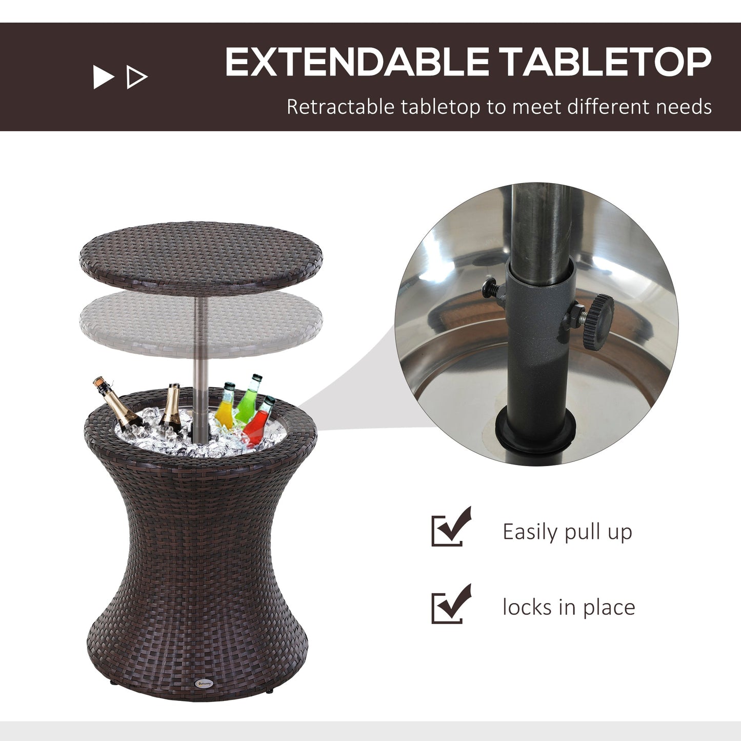 PE Rattan Ice Bucket Table