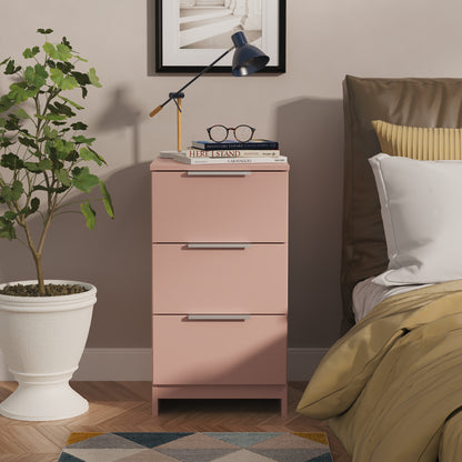 Plymouth Bedside Table Pink 3 Drawers 37cm