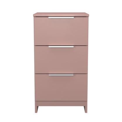 Plymouth Bedside Table Pink 3 Drawers 37cm