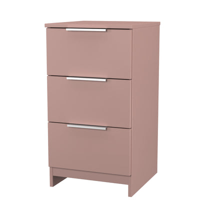 Plymouth Bedside Table Pink 3 Drawers 37cm