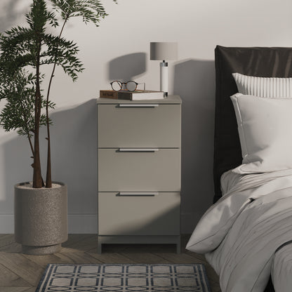 Plymouth Bedside Table Grey 3 Drawers 37cm