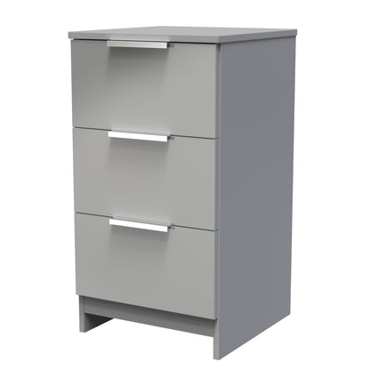 Plymouth Bedside Table Grey 3 Drawers 37cm