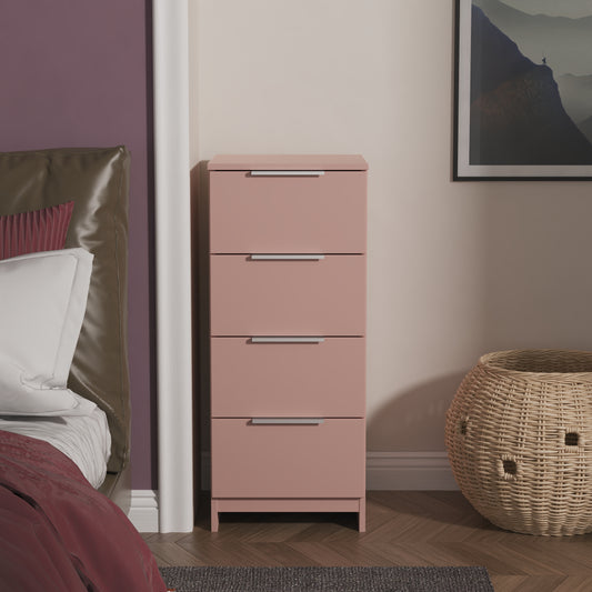 Plymouth Tallboy Pink 4 Drawers 37cm