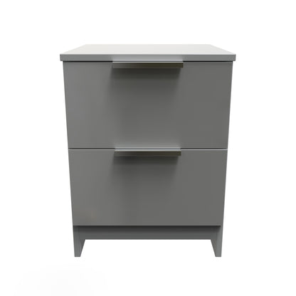Plymouth Bedside Table Grey 2 Drawers 37cm