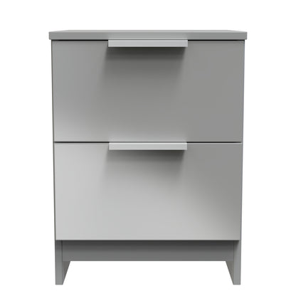 Plymouth Bedside Table Grey 2 Drawers 37cm