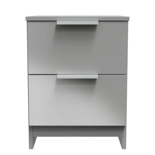 Plymouth Bedside Table Grey 2 Drawers 37cm