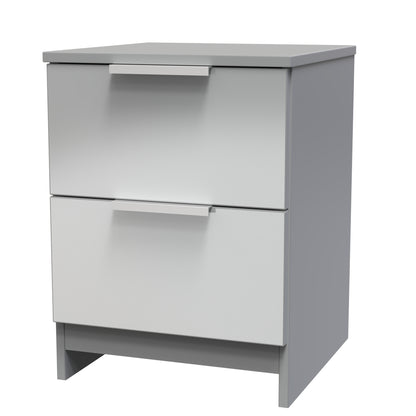 Plymouth Bedside Table Grey 2 Drawers 37cm
