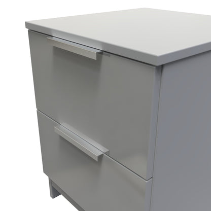 Plymouth Bedside Table Grey 2 Drawers 37cm