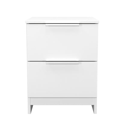 Plymouth Bedside Table White 2 Drawers 37cm