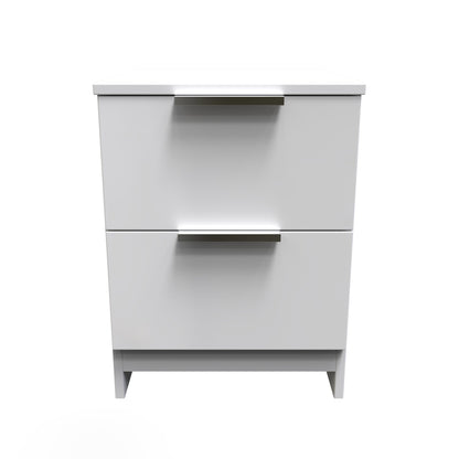 Plymouth Bedside Table White 2 Drawers 37cm