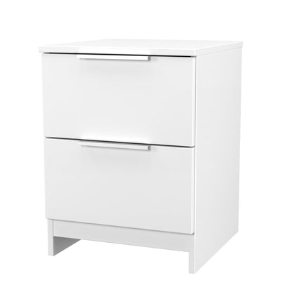Plymouth Bedside Table White 2 Drawers 37cm
