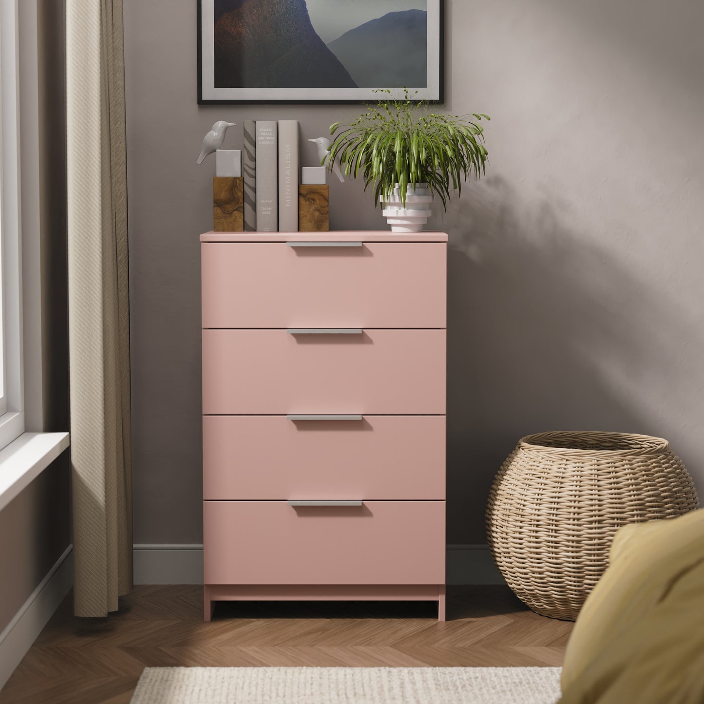 Plymouth Chest of Drawers Pink 4 Drawers 55cm
