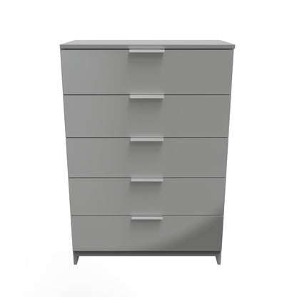 Plymouth Tall Chest of Drawers Grey 5 Drawers 74cm