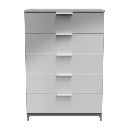 Plymouth Tall Chest of Drawers Grey 5 Drawers 74cm