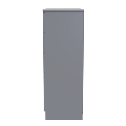 Plymouth Tall Chest of Drawers Grey 5 Drawers 74cm