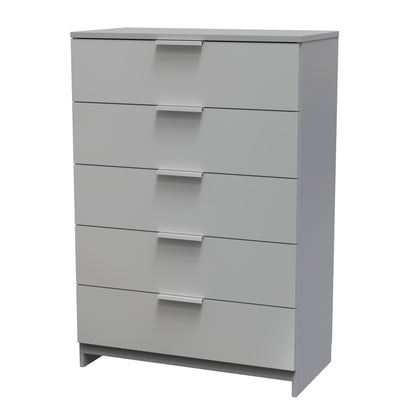 Plymouth Tall Chest of Drawers Grey 5 Drawers 74cm