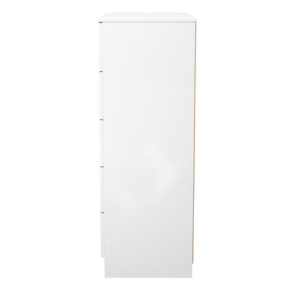 Plymouth Tall Chest of Drawers White 5 Drawers 74cm
