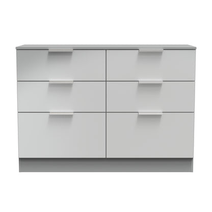 Plymouth Large Chest of Drawers Grey 6 Drawers 110cm